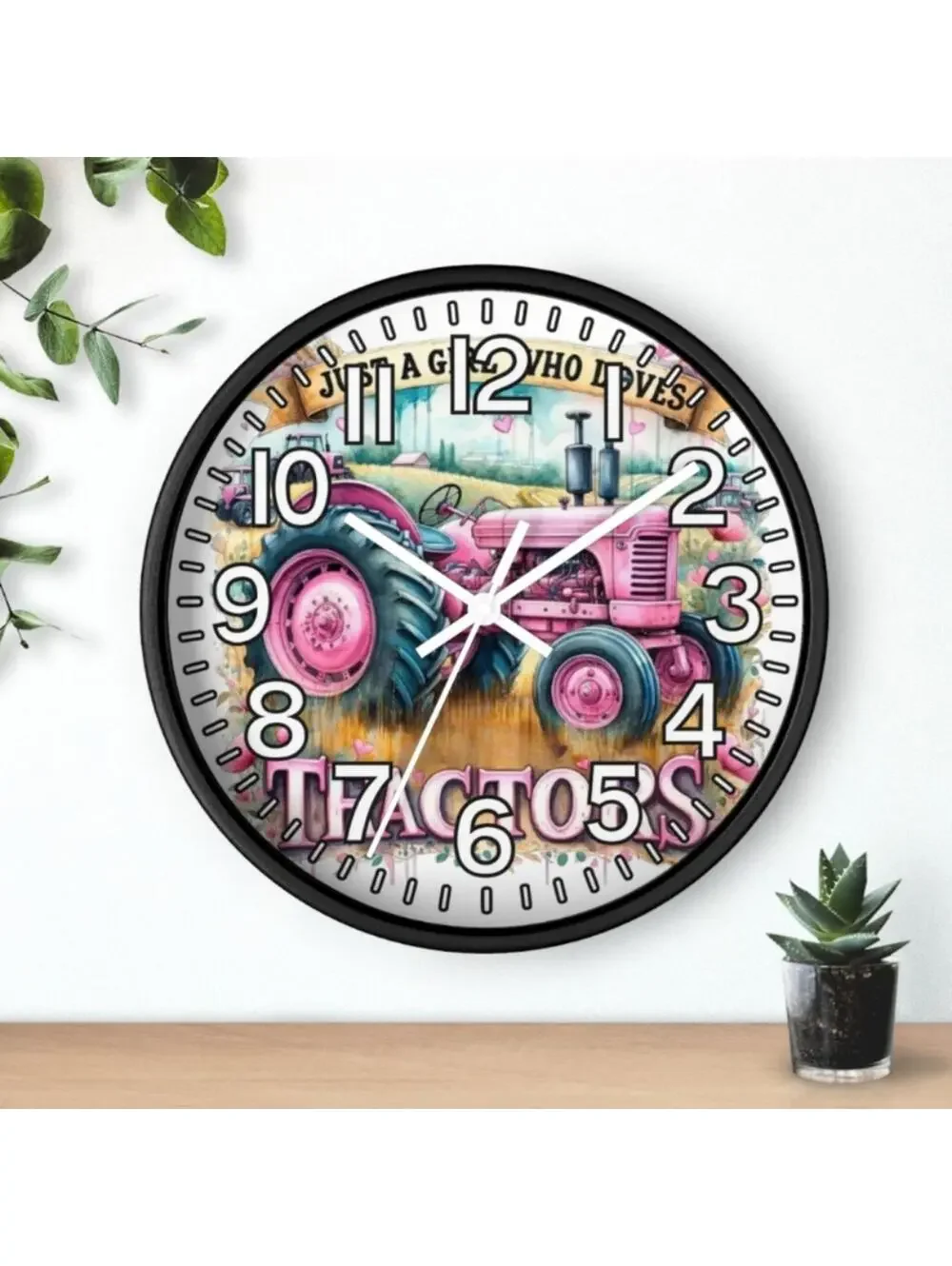 Just A Girl Who Loves Tractors Glow In The Dark Wall Clock New!